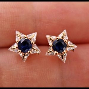 Gold Filled & Blue Sapphire Star Earrings